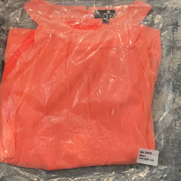 Ontwelfth Halter Style Sleeveless Pleated Blouse - Bright Coral - Picture 9 of 10